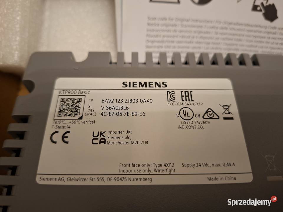 Panel HMI Siemens 6AV21232JB030AX0 Szczecin sprzedam