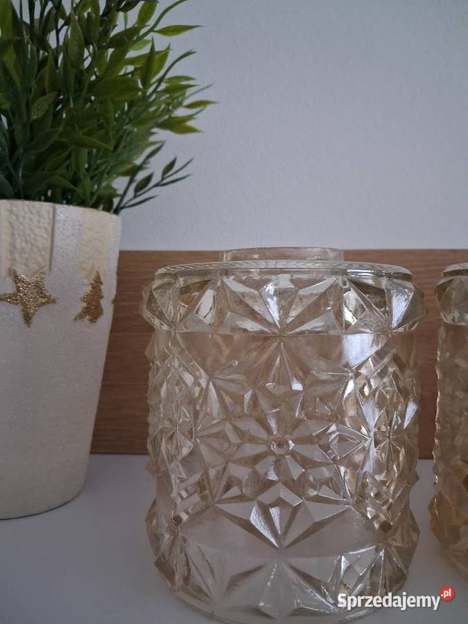 5 kloszy szklanych zdobionych PRL Warszawa