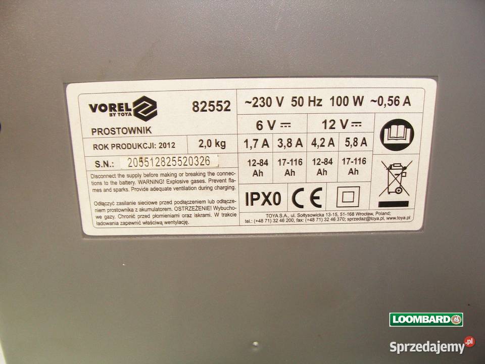 PROSTOWNIK VOREL 82552 Konin sprzedam