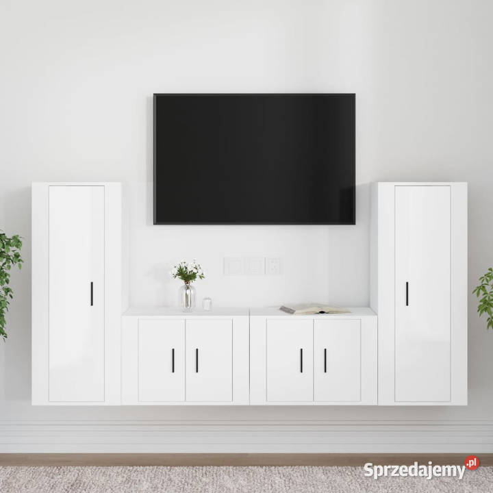 Zestaw 4 szafek telewizyjnych biały z połyskiem sprzedam