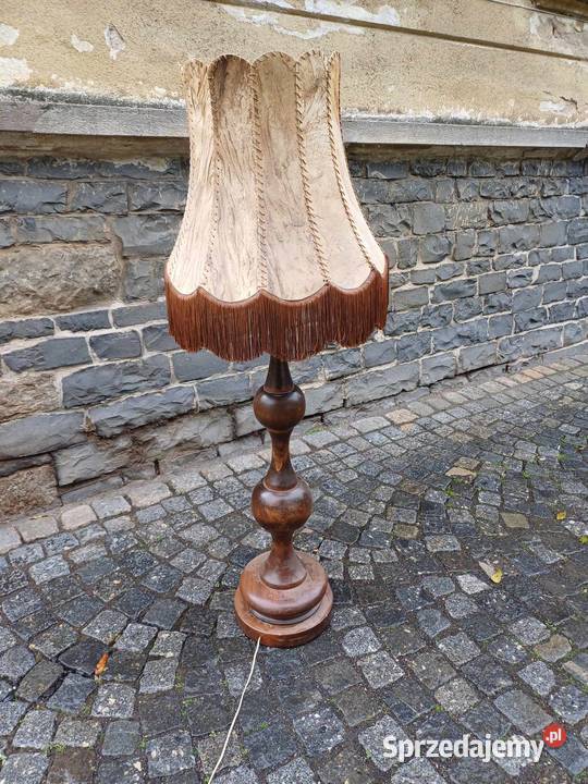 Stara 80 lat debowa lampa stojaca Halabala Lubań