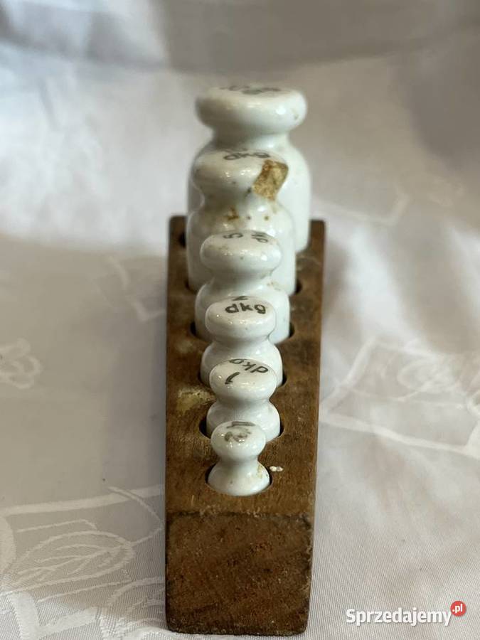 Pełny zestaw ciężarków wagowych PRL Antyki Kraków