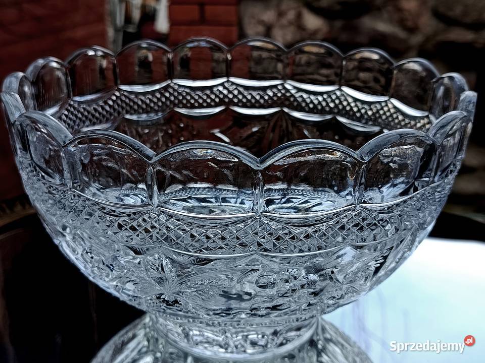Piękna duża owocarka kryształowa Porcelana i szkło