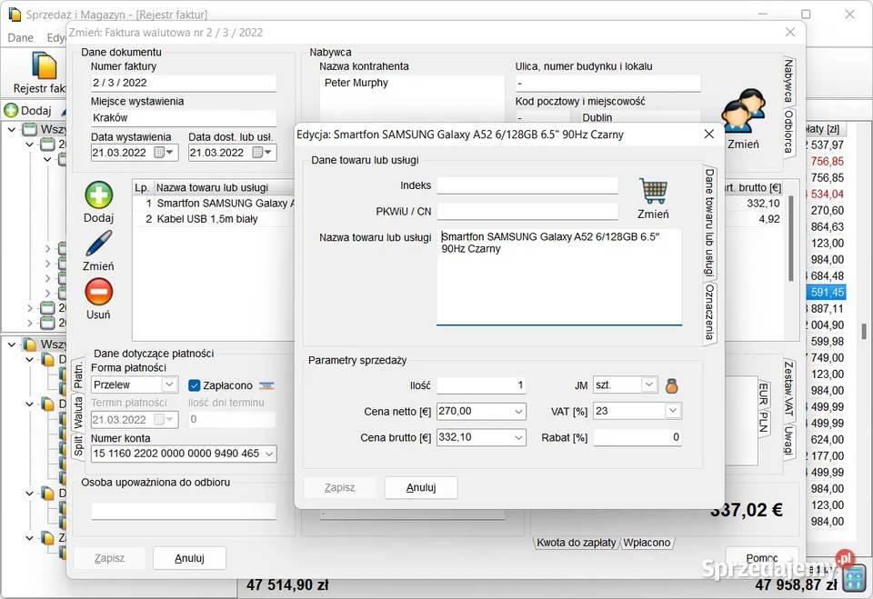 Sprzedaż i magazyn program do faktur z magazynem sprzedam