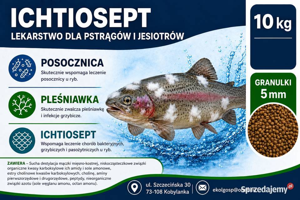 Ichtiosept lekarstwo pleśniawka posocznica 10 Karmy i pasze Szczecin