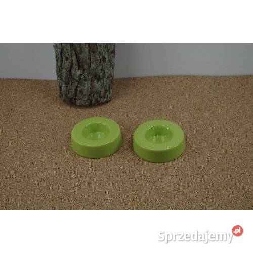 Świeczniki ceramiczne zielone komplet 2 retro