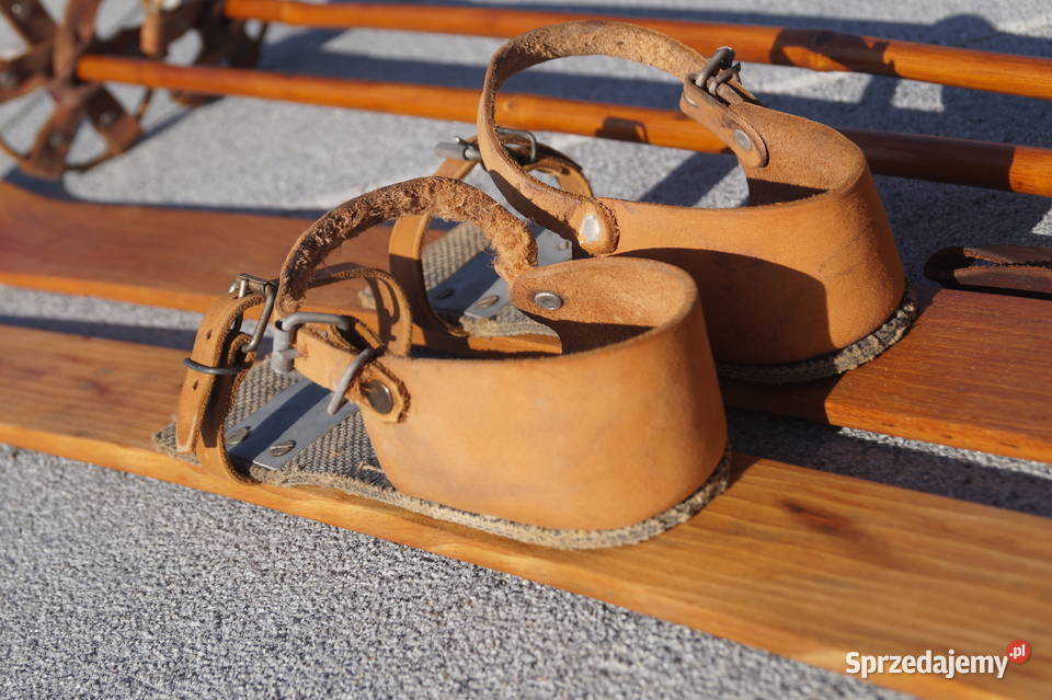 Stare drewniane narty dziecięce 100 kijki Pruchnik sprzedam