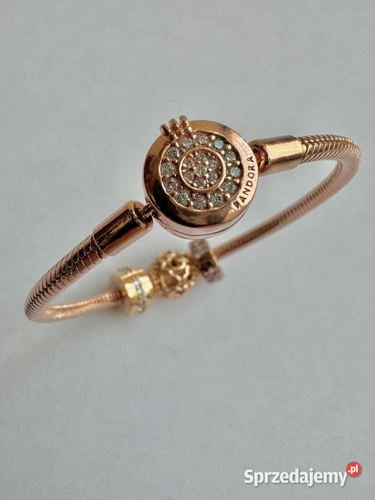 Rose Gold Pandora Moments bransoletka 3 charmsy Warszawa