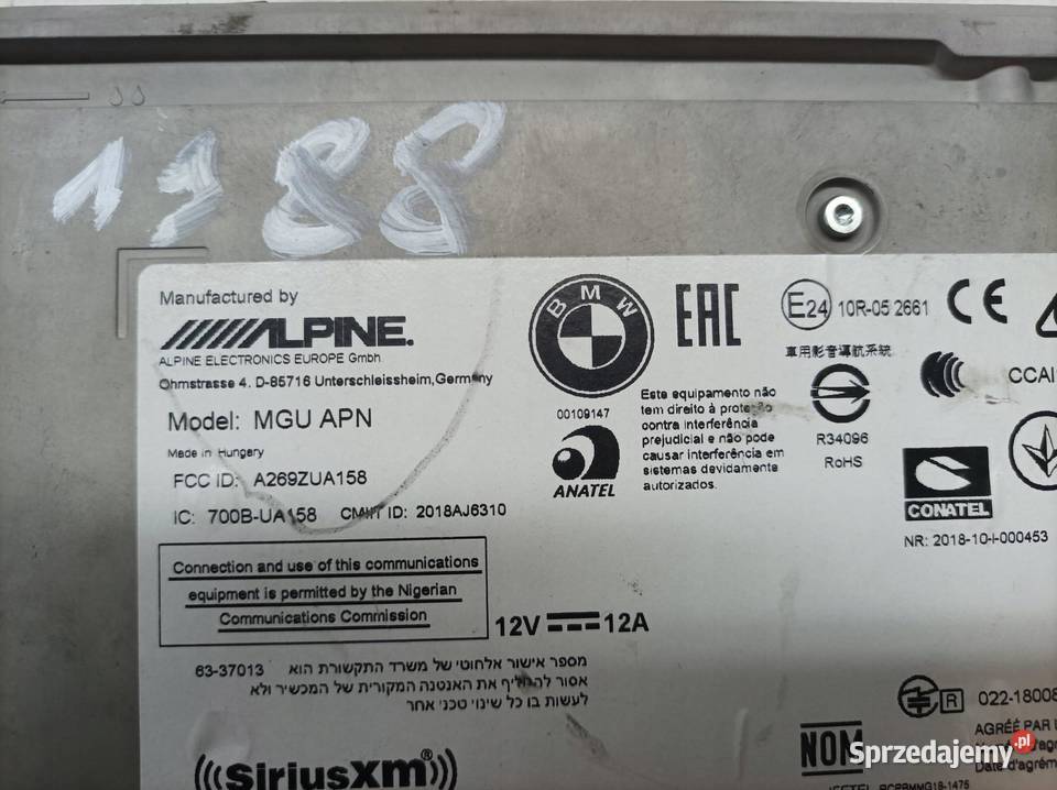 RADIO FABRYCZNE ALPINE 5A16A5301 Bmw Seria 1 III sprzedam