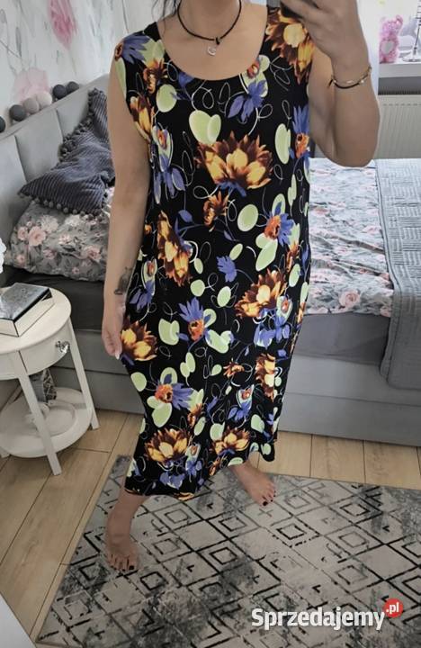 Efektowna sukienka w kwiatowy wzór długa bez Lublin sprzedam