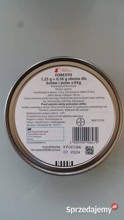 Foresto Obroża kotów i psów poniżej 8 Gdynia