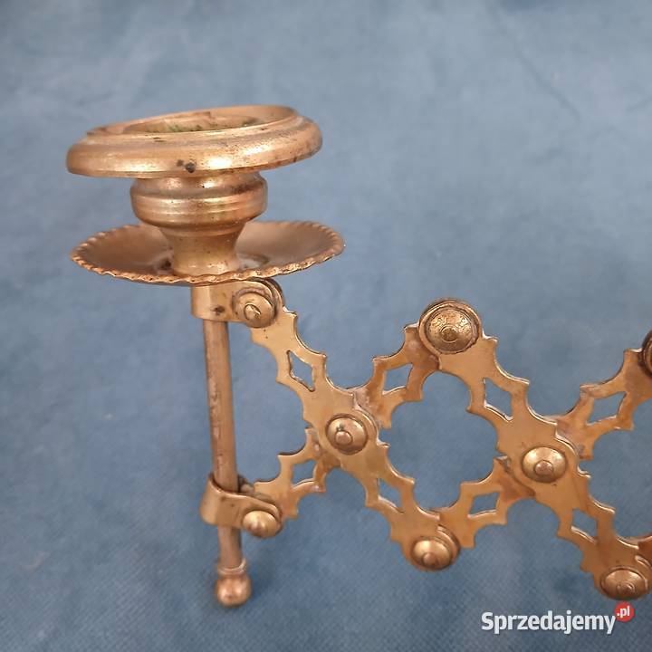Stary mosiężny świecznik nożycowy Warszawa
