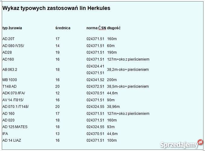 Lina Herkules do dźwigu AD14 średnica 16mm 100m Toruń sprzedam