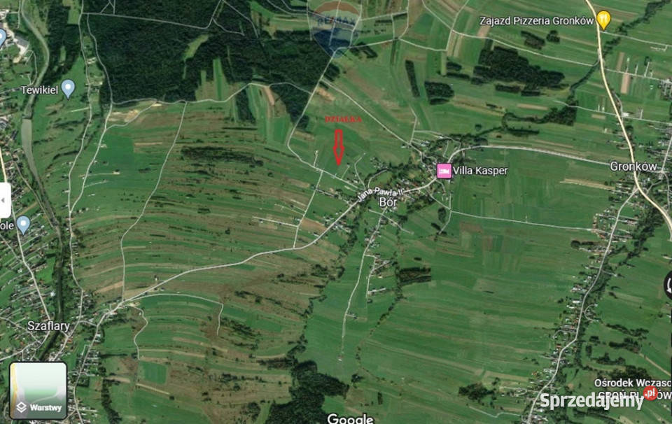 DZIAŁKA BUDOWLANA W SZAFLARACH budowlana Szaflary