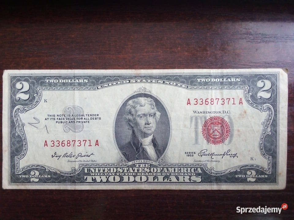 Banknot 2 dolary USA mazowieckie Płońsk