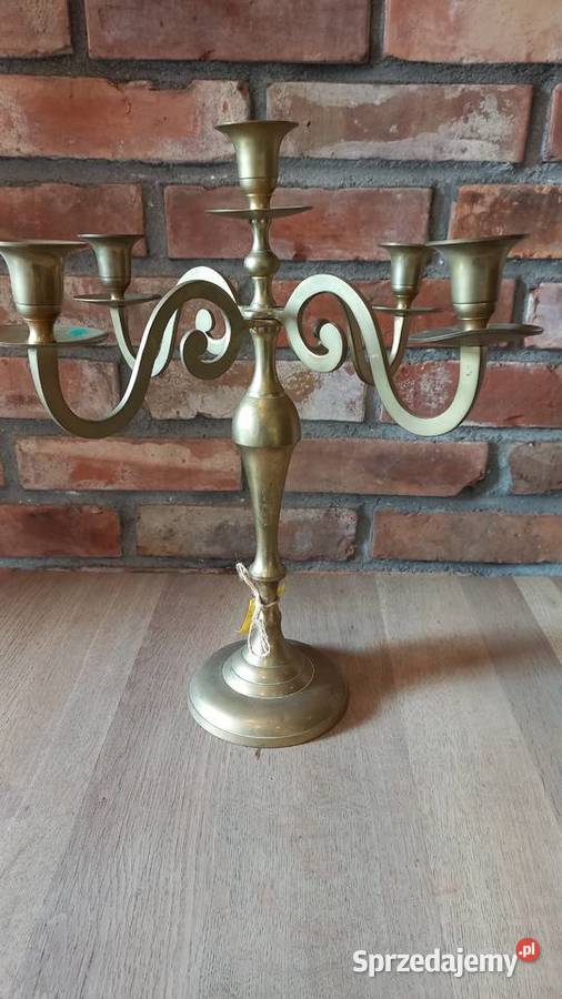 Świecznik mosiężny pięcioramienny Kandelabr 40 Gawroniec