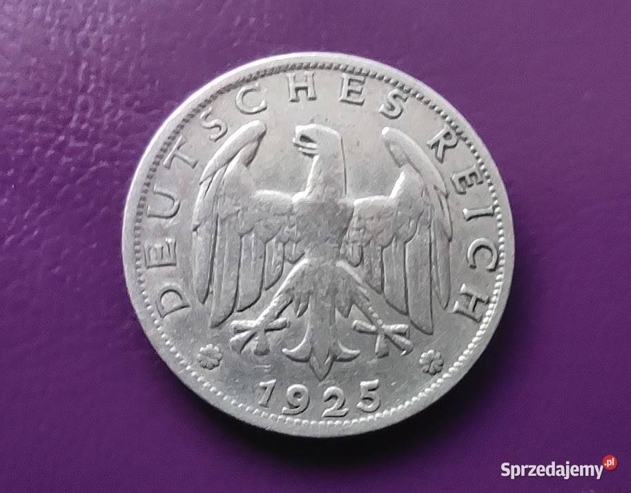 Moneta 1 REICHSMARKA 1925 A Srebro Pruszków