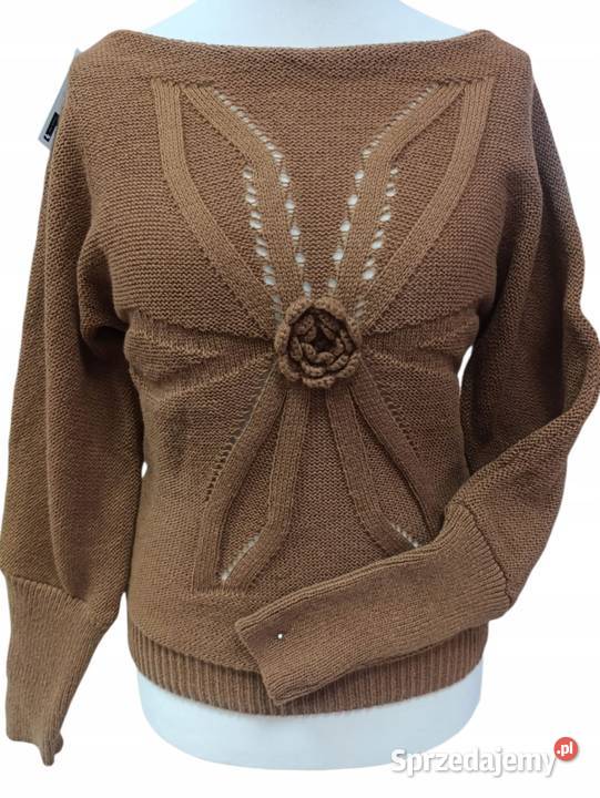 sweter z różą na przodzie ażurowy wzór biust 100 kolorowy Wieluń