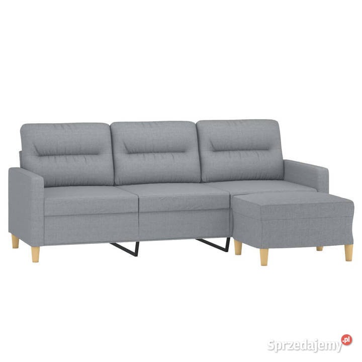 3osobowa sofa z podnóżkiem jasnoszara 180