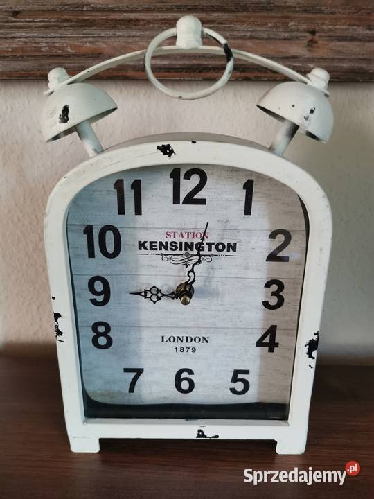 Zegar Kensington Station London biały postarzany Łódź