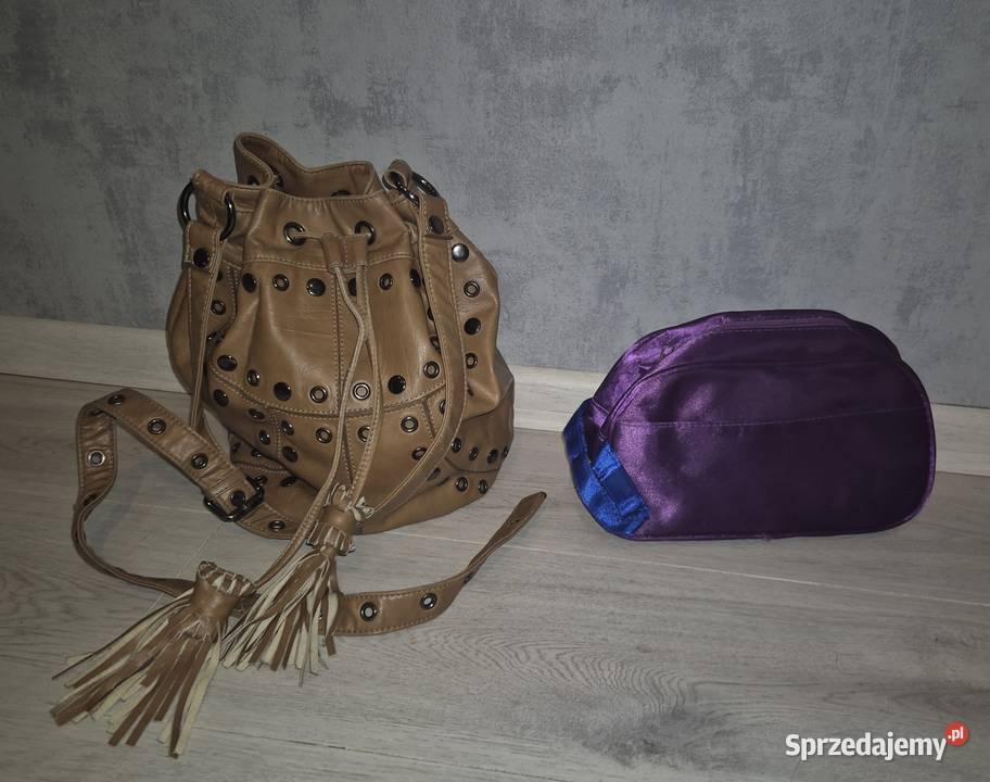 Torebka damska beżowa camel worek plus brązowy/beżowy Łódź