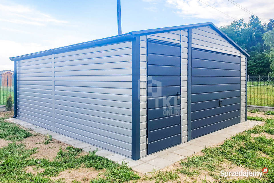 Garaż Blaszany 5x6m Brama Uchylna Drzwi Rynny Olsztyn