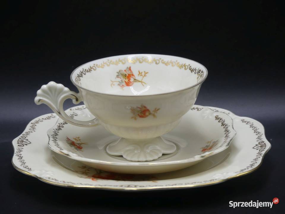 Urokliwe trio Tułowice Tillowitz Elfenbein Porcelana i szkło Poznań