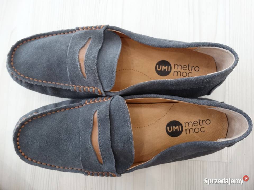 Buty Mokasyny Skórzane Skóra Naturalna Szare skóra