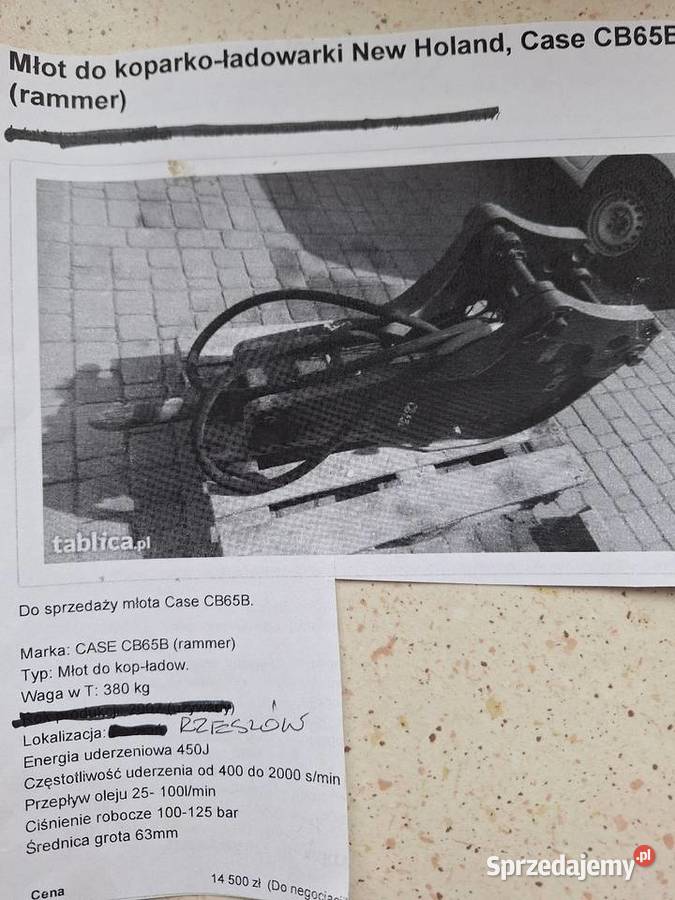 Młot hydrauliczny do koparko ładowarka Rzeszów