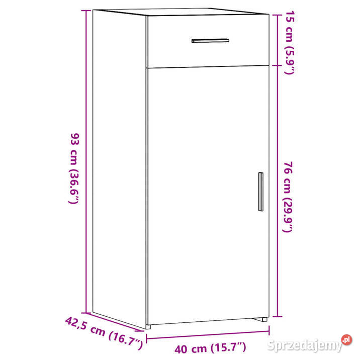 Szafka szarość betonu 40x425x93 materiał