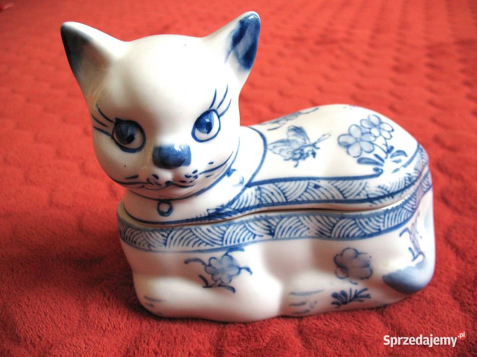 Kot urocza szkatułka porcelana 11 x 13 x 7 Siedlce