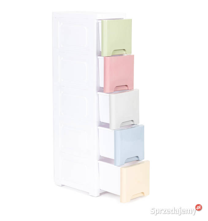 Regał z 5 wysuwanymi szufladami nogi z kółkami Smogorzów sprzedam