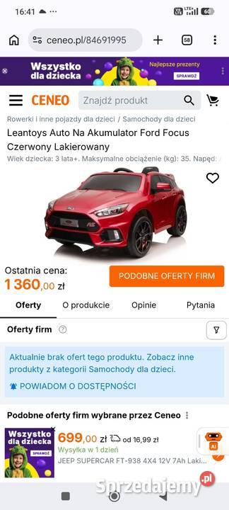 Samochód elektryczny na akumulator z nowym 30kg Starachowice