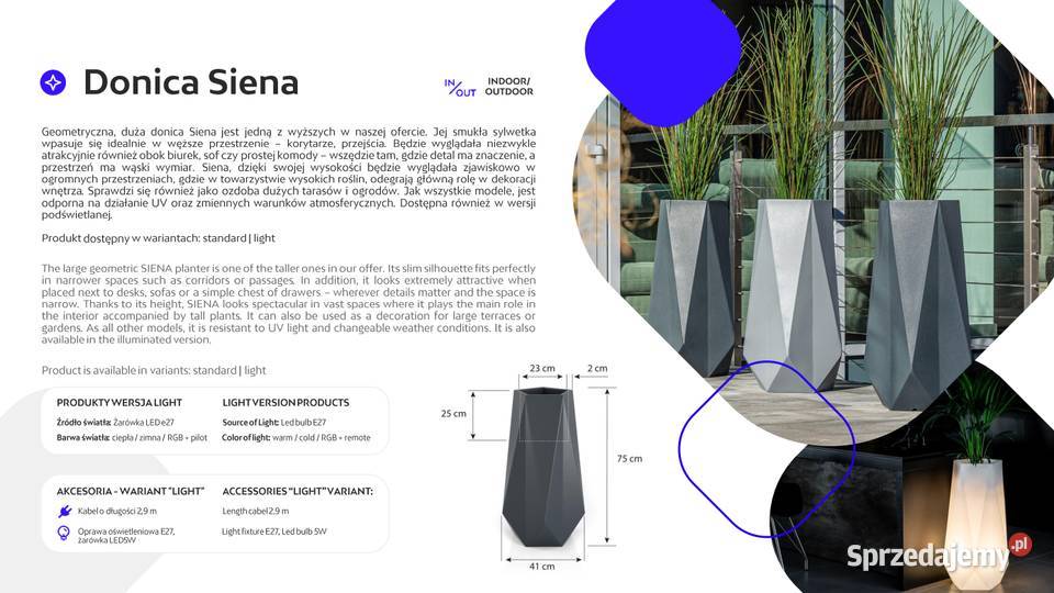 Donica podświetlana SIENA Warszawa sprzedam