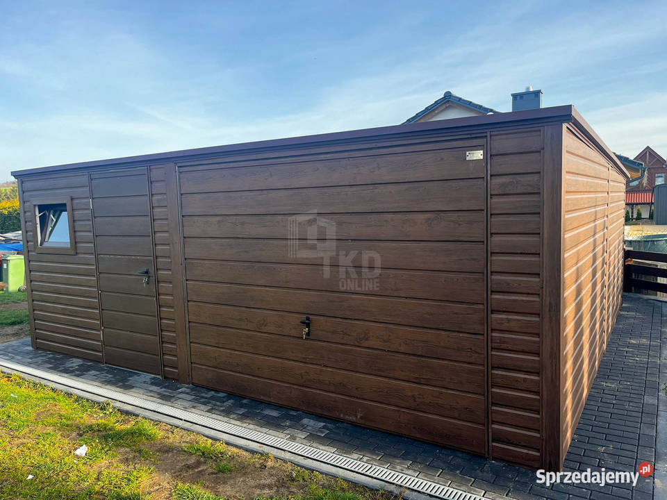 Garaż blaszany 55x6m brama uchylna drzwi okno Białystok