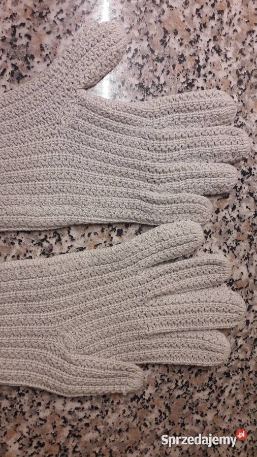 Rękawiczki jasne damskie z dzianiny opolskie Głuchołazy