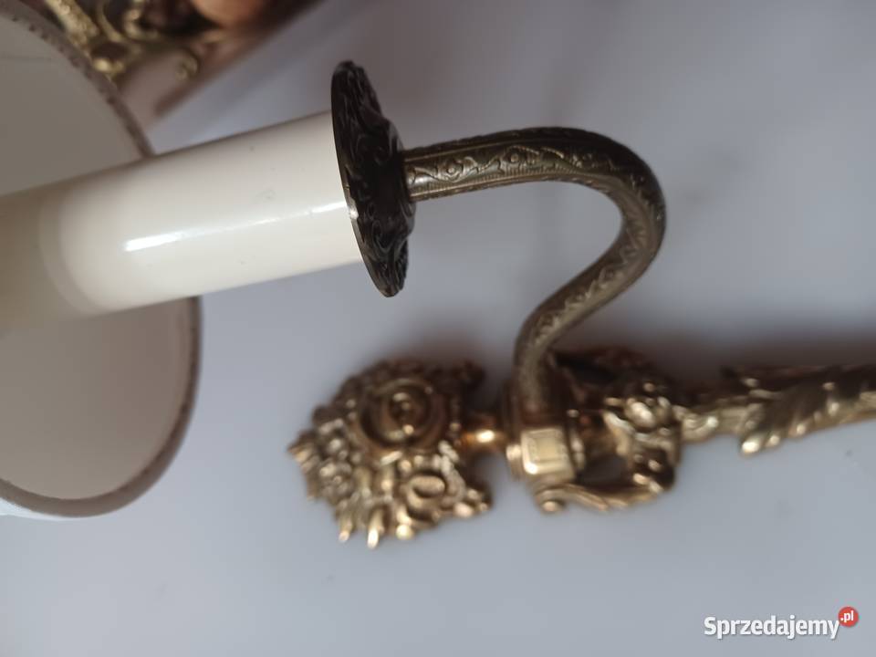 Piękny kinkiet mosiężny z abażurem Poznań