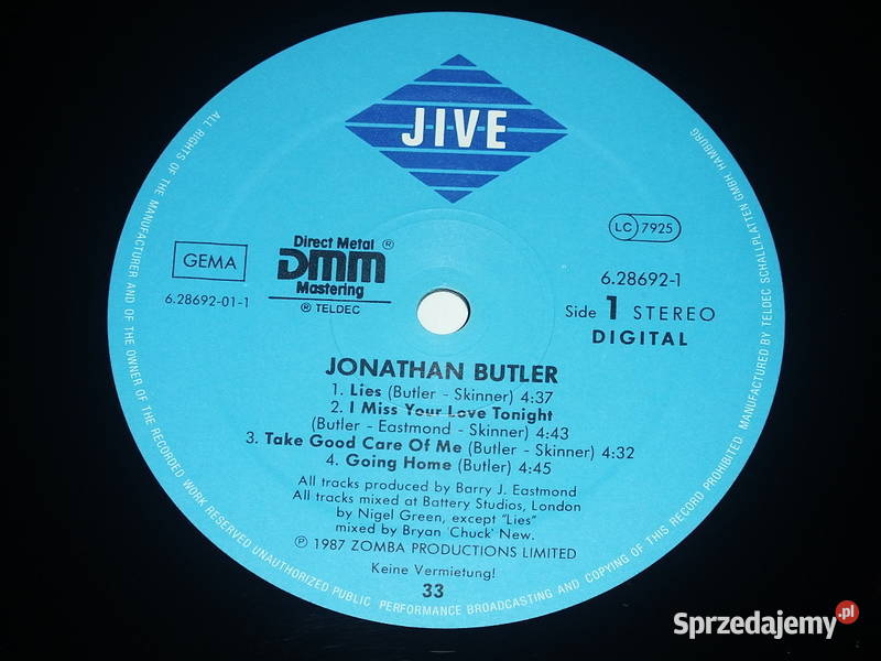 Płyta winylowa JONATHAN BUTLER JONATHAN BUTLER Olsztyn sprzedam