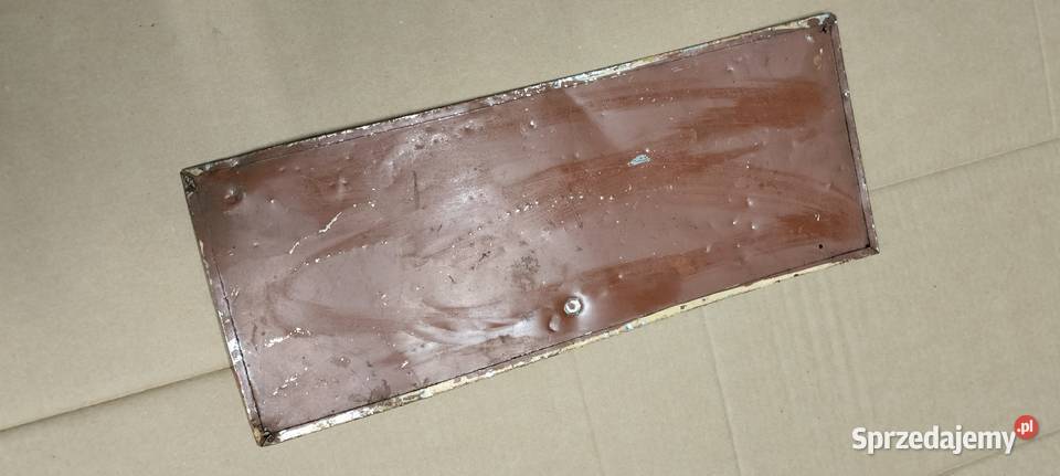 Stara Metalowa Tablica Informacyjna z Napisem Rękodzieło Poświętne