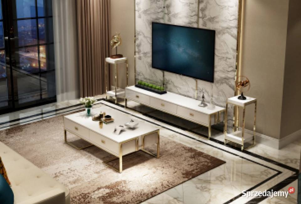 Nowoczesne ławy do salonu stolik kawowy biały Nowy Sącz
