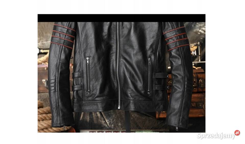 KURTKA MOTOCYKLOWA SKÓRZANA Z HAFTEM CZASZKA Sosnowiec