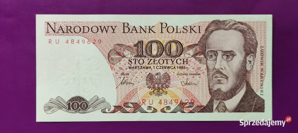 Banknot z PRLu 100 1986 stan UNC 3 Numizmatyka Pruszków