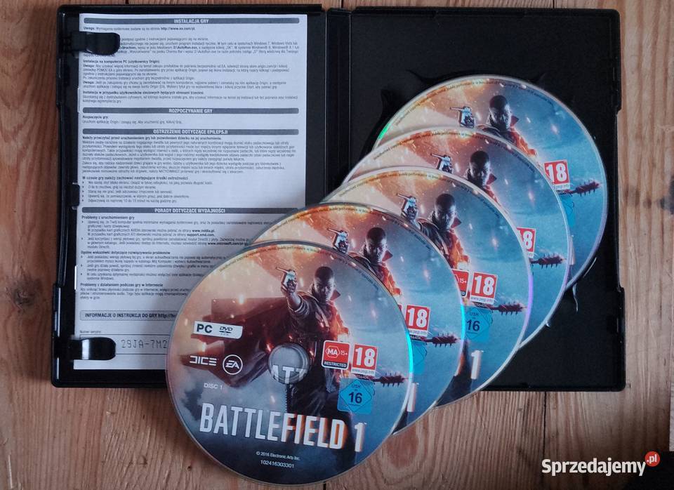 BATTLEFIELD 1 na PC pudełko płyty klucz