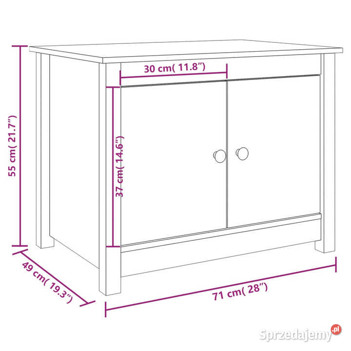 Stolik kawowy 71x49x55 lite drewno sosnowe Warszawa
