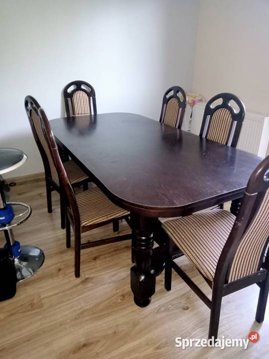 Sprzedam stół drewniany plus 6 krzeseł 75cm mazowieckie Mława