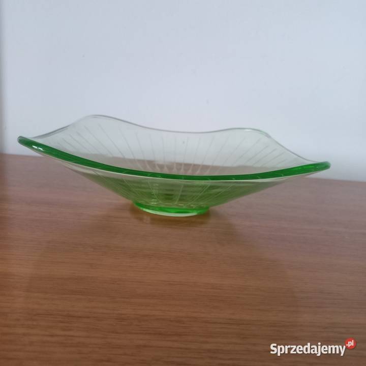 Patera Art Deco szkło uranowe