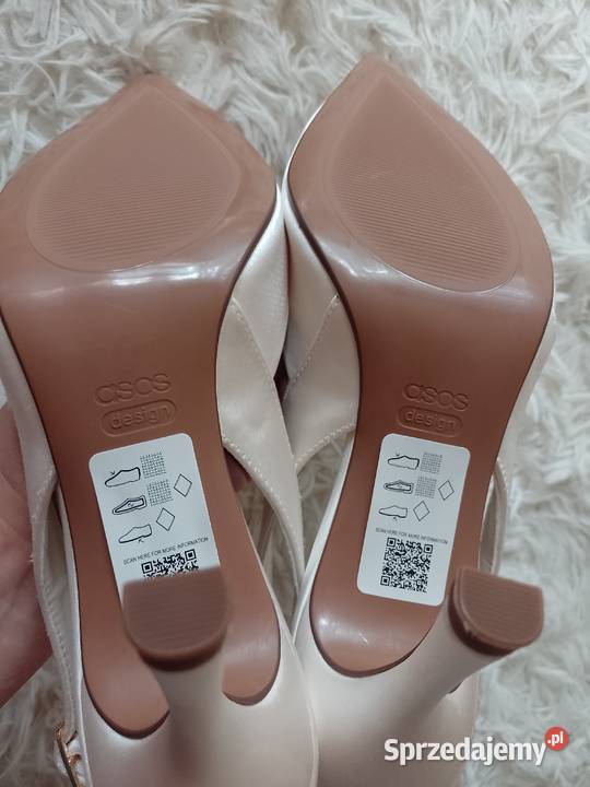 40 ASOS Design Kremowe czółenka ślubne z odkrytą biały Czółenka