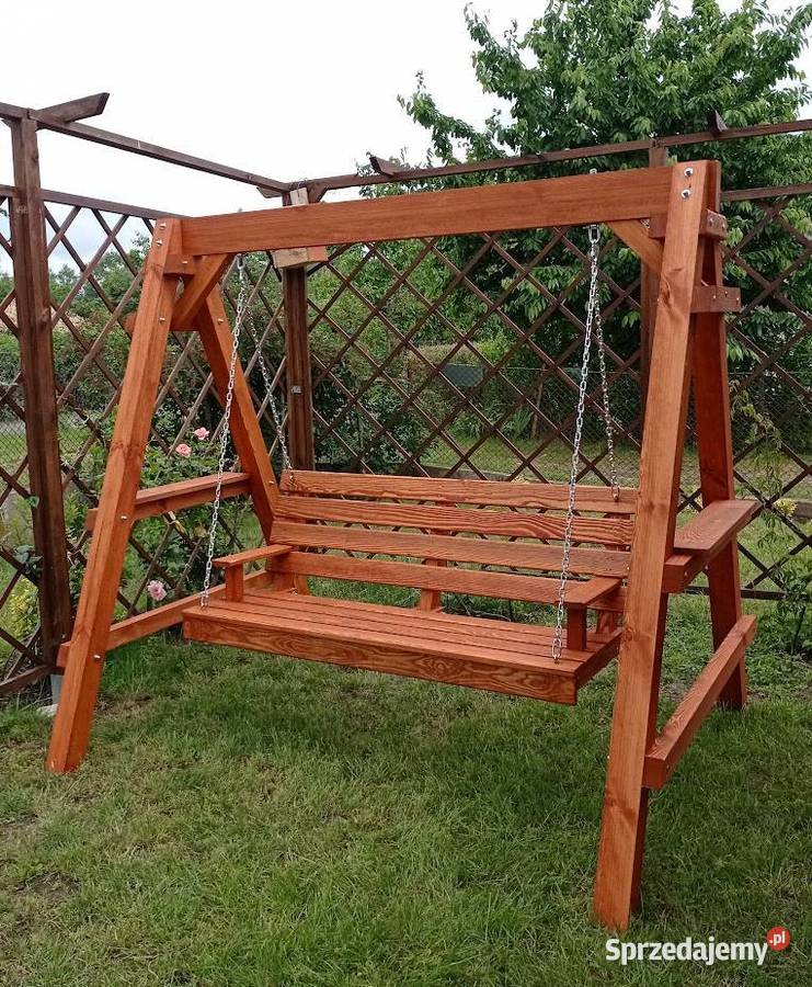 Huśtawka ogrodowa 3 os półki drewniana sosnowa Huśtawki Przyszów sprzedam