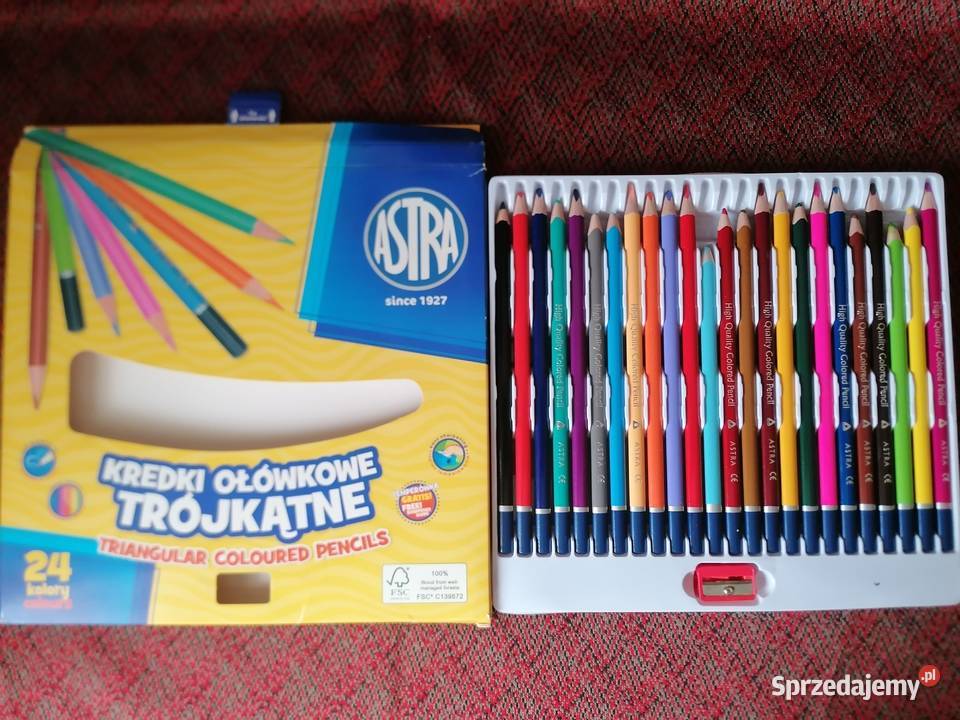 Kredki ołówkowe trójkatne 24 kolory używaneASTRA Łódź