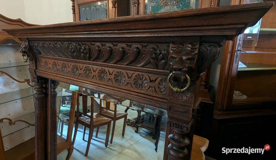 Piękne dębowe lustro neorenesansowesklep Dąbrowa śląskie Dąbrowa Górnicza